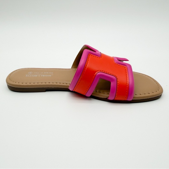 Call It Spring Kamiko Multicolor Slide Sandals Red Orange Pink 6 NEW - Picture 12 of 14